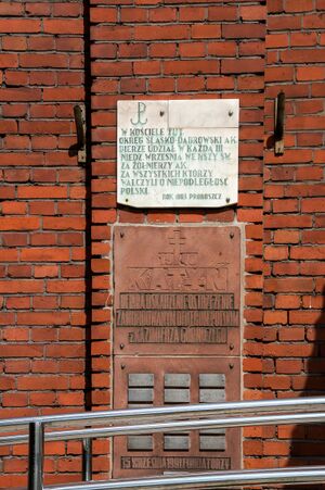 Sosnowiec, Porąbka, tablica, parafia pw. NMP Częstochowskiej.jpg